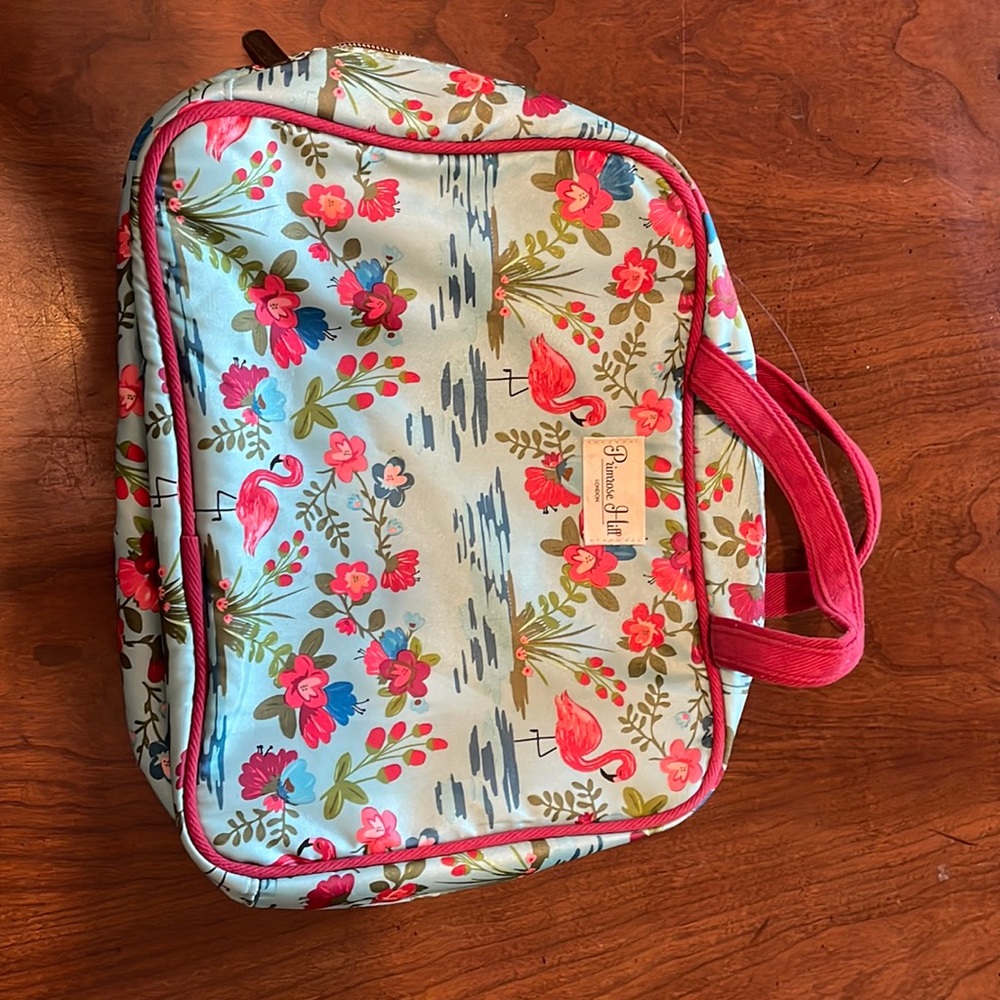 COPY - Primrose Hill London cosmetics case: flamingo/flower pattern